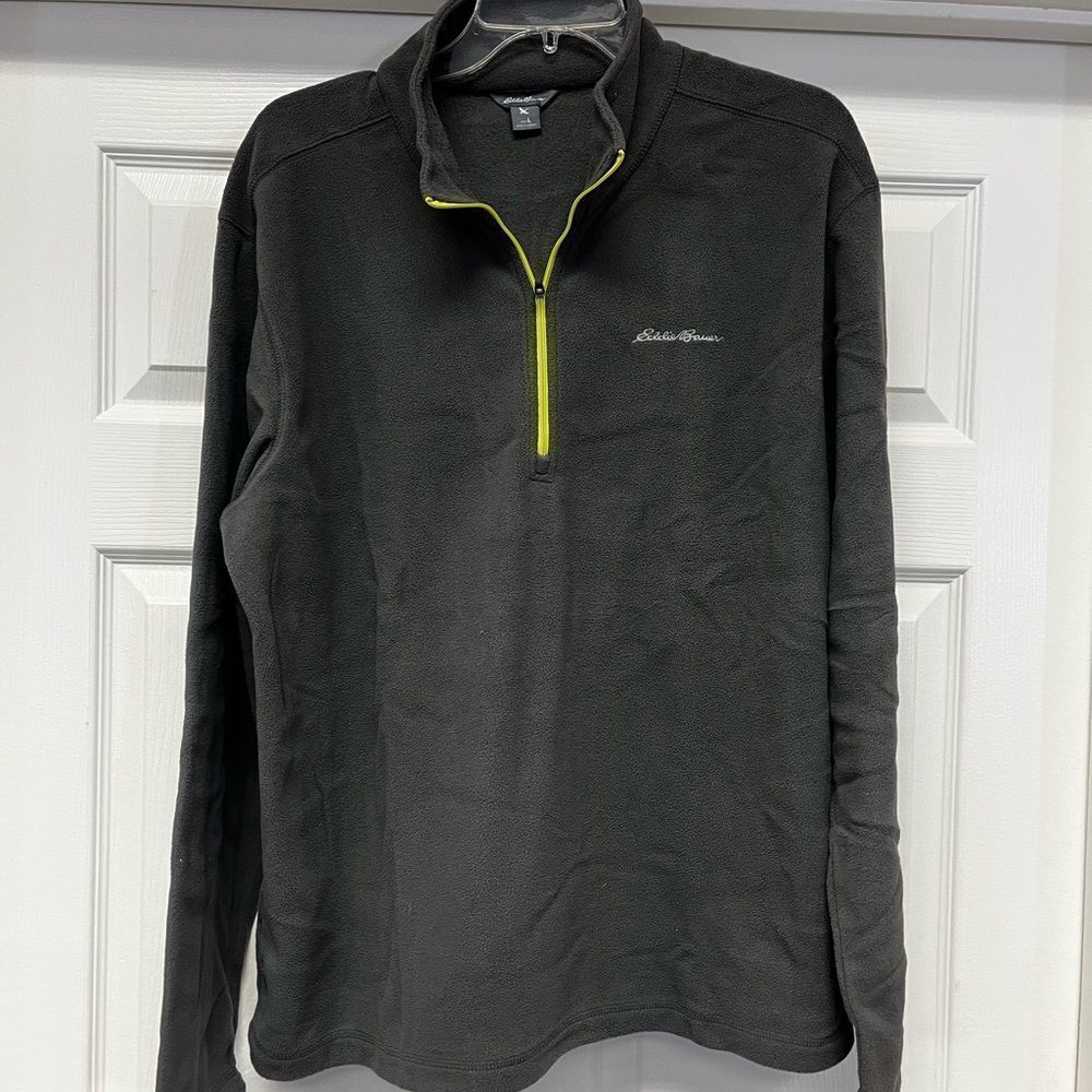 Eddie Bauer Gray Mens Soft Fleece Quarter Zip Pullover sz L